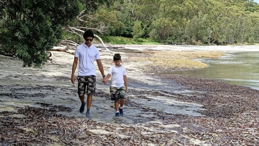 Walking on the beach / forest with family